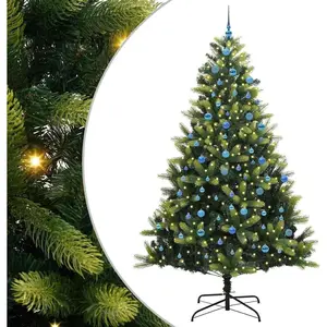 vidaXL Sapin de Noël Artificiel avec Charnières 300 LEDs Vert 240 cm pas cher