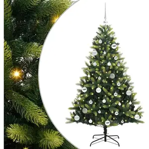 vidaXL Arbre de Noël artificiel à charnières 150 LED Vert 150 cm pas cher