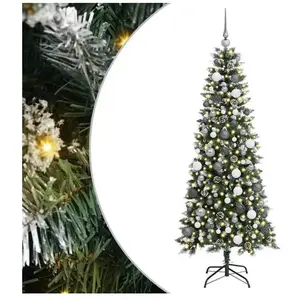 vidaXL Vidaxl Sapin De Noël With Decorative String Lights Vert 180 Cm Pvc pas cher