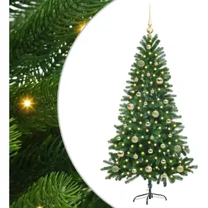 vidaXL Sapin de Noël avec 150 LED avec support Vert 150 cm PE pas cher