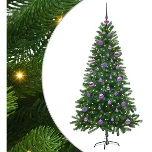 vidaXL Sapin de Noël avec 150 LED avec support Vert 150 cm PE pas cher