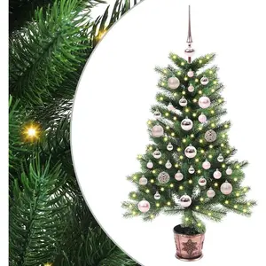 vidaXL Sapin de Noël avec 150 LED avec support Vert 90 cm PE pas cher