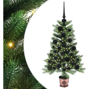 vidaXL Sapin de Noël avec 150 LED avec support Vert 90 cm PE pas cher