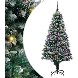 vidaXL Sapin de Noël artificiel Vert 180 cm PVC, Acier et Plastique pas cher