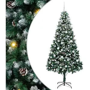 vidaXL Sapin de Noël artificiel Vert 210 cm PVC, Acier et Plastique pas cher