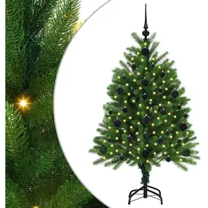 vidaXL Sapin de Noël avec 150 LED avec support Vert 120 cm PE pas cher