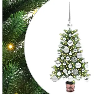 vidaXL Sapin de Noël avec 150 LED avec support Vert 65 cm PE pas cher