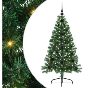 vidaXL Sapin de Noël artificiel pré-éclairé Vert 120 cm PVC pas cher