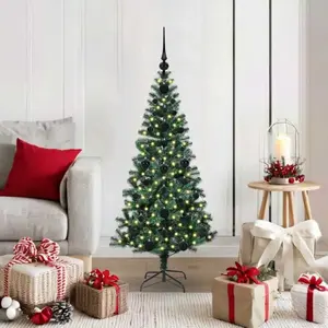 vidaXL Sapin de Noël artificiel pré-éclairé Vert 120cm PVC et métal pas cher