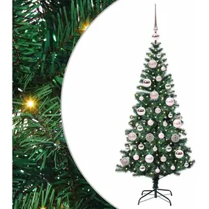 vidaXL Sapin de Noël artificiel pré-éclairé Vert 120 cm PVC et métal pas cher