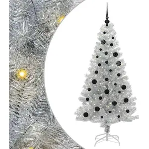 vidaXL Sapin de Noël avec 150 LED avec support Argent 150 cm PET pas cher