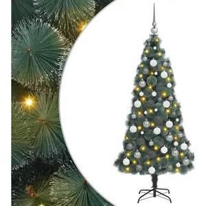 vidaXL Arbre de Noël artificiel pré-éclairé avec ensemble de boules pas cher