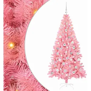 vidaXL Sapin de Noël avec 300 LED avec support Rose 180 cm PVC pas cher