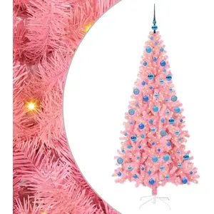 vidaXL Sapin de Noël avec 300 LED avec support Rose 180 cm PVC pas cher