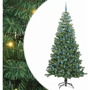 vidaXL Sapin de Noël avec 300 LED avec support Vert 240 cm PVC pas cher