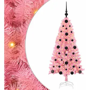 vidaXL Sapin de Noël avec 150 LED avec support Rose 120 cm PVC pas cher