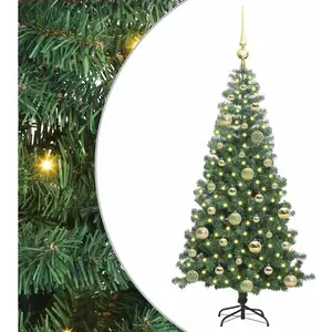 vidaXL Sapin de Noël avec 150 LED avec support Vert 120 cm PVC pas cher