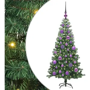 vidaXL Sapin de Noël avec 150 LED avec support Vert 120 cm PVC pas cher
