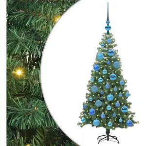 vidaXL Sapin de Noël avec 150 LED avec support Vert 120 cm PVC pas cher