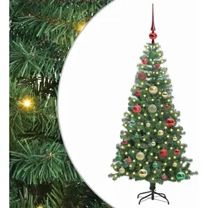vidaXL Sapin de Noël avec 150 LED avec support Vert 120 cm PVC pas cher