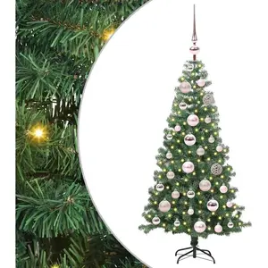 vidaXL Sapin de Noël avec 150 LED avec support Vert 120 cm PVC pas cher