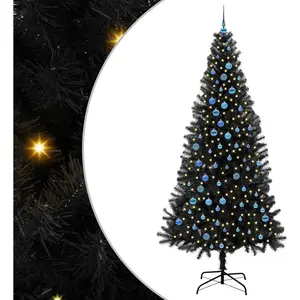 vidaXL Sapin de Noël avec 300 LED avec support Noir 240 cm PVC pas cher