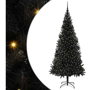 vidaXL Sapin de Noël avec 300 LED avec support Noir 210 cm PVC pas cher