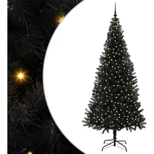 vidaXL Sapin de Noël avec 300 LED avec support Noir 240 cm PVC pas cher