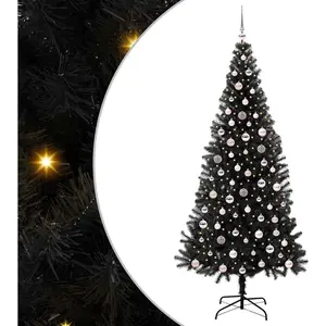 vidaXL Sapin de Noël avec 300 LED avec support Noir 240 cm PVC pas cher