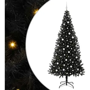 vidaXL Sapin de Noël avec 300 LED avec support Noir 240 cm PVC pas cher