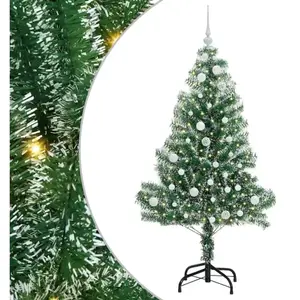 vidaXL Arbre de Noël artificiel floconné de neige avec lumière LED pas cher