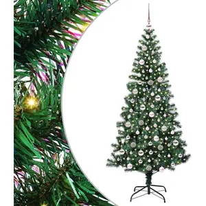 vidaXL Sapin de Noël artificiel pré-éclairé Vert 210 cm PVC et métal pas cher