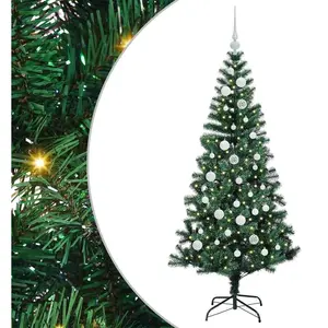 vidaXL Sapin de Noël artificiel pré-éclairé Vert 150cm PVC et métal pas cher