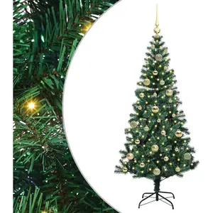 vidaXL Sapin de Noël artificiel pré-éclairé Vert 150cm PVC et métal pas cher