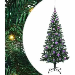 vidaXL Sapin de Noël artificiel pré-éclairé Vert 150cm PVC et métal pas cher