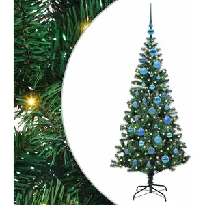 vidaXL Sapin de Noël artificiel pré-éclairé Vert 150cm PVC et métal pas cher