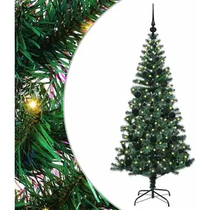 vidaXL Sapin de Noël artificiel pré-éclairé Vert 150cm PVC et métal pas cher