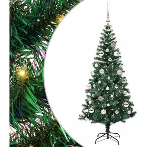 vidaXL Sapin de Noël artificiel pré-éclairé Vert 150 cm PVC et métal pas cher
