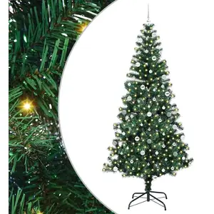 vidaXL Sapin de Noël artificiel pré-éclairé Vert 240cm PVC et métal pas cher
