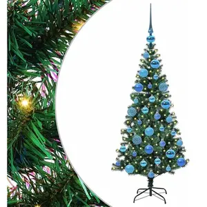 vidaXL Sapin de Noël artificiel pré-éclairé Vert 120cm PVC et métal pas cher