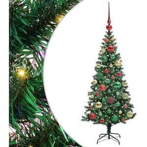 vidaXL Sapin de Noël artificiel pré-éclairé Vert 120cm PVC et métal pas cher