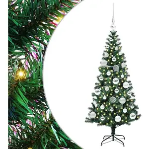 vidaXL Sapin de Noël artificiel pré-éclairé Vert 120cm PVC et métal pas cher