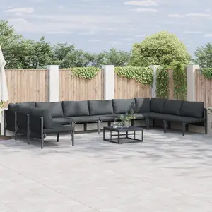 vidaXL Ensemble de canapé de jardin 11 pcs Anthracite Acier pas cher