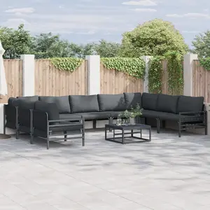 vidaXL Ensemble de canapé de jardin 10 pcs Anthracite Acier pas cher