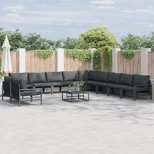vidaXL Ensemble de canapé de jardin 11 pcs Anthracite Acier pas cher