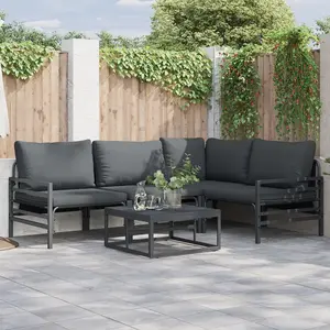 vidaXL Ensemble de canapé de jardin 4 pcs Anthracite Acier pas cher