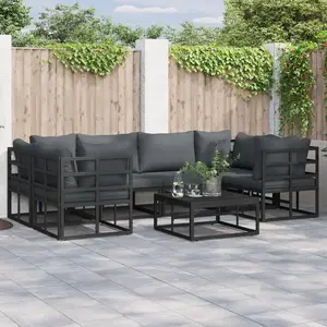 vidaXL Ensemble de canapé de jardin 6 pcs Noir Aluminium pas cher
