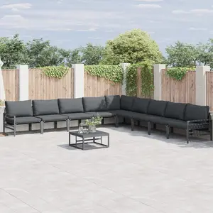 vidaXL Ensemble de canapé de jardin 9 pcs Anthracite Acier pas cher