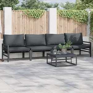 vidaXL Ensemble de canapé de jardin 4 pcs Anthracite Acier pas cher