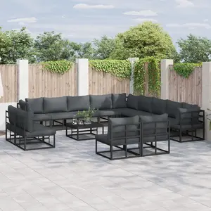 vidaXL Ensemble de canapé de jardin 13 pcs Noir 353 x 353 x 71 cm